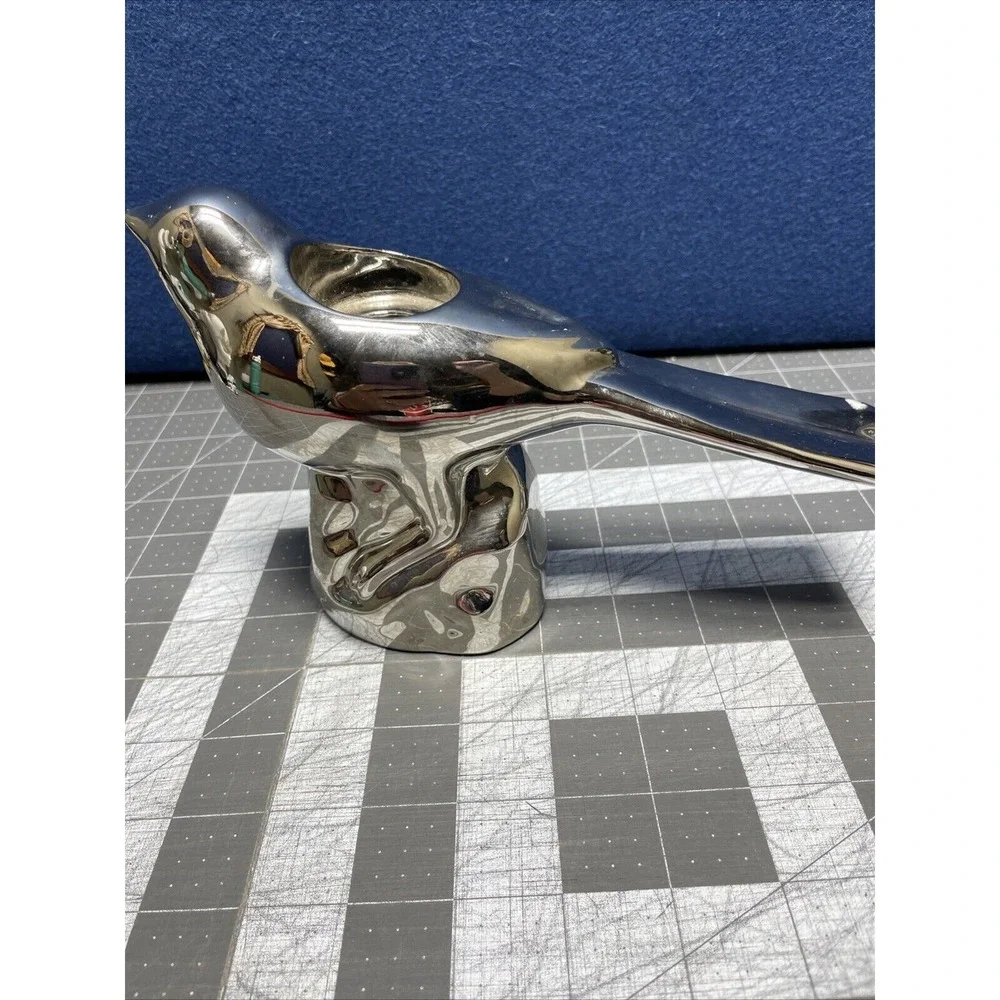 Bird Pair Ceramic Chrome Silver Mirror Finish Figurine Home Decor Style Lot Of 2